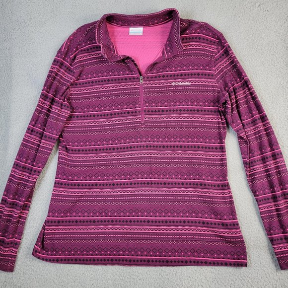 Columbia Tops - Columbia 1/4 Zip Pullover Women's Size XL Long Sleeve Stripe Design Purple Pink